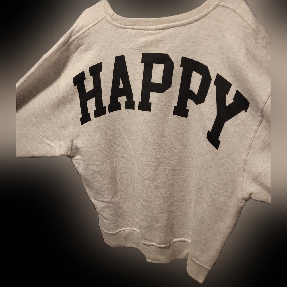 40-Pacifica & Co HAPPY on back sweatshirt oatmeal heather